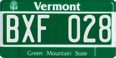 VT license plate BXF028