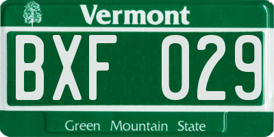 VT license plate BXF029
