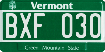 VT license plate BXF030