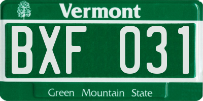 VT license plate BXF031
