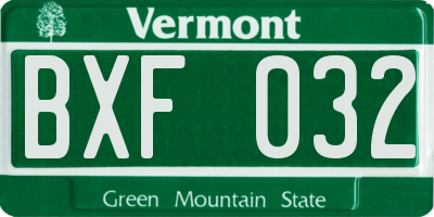 VT license plate BXF032