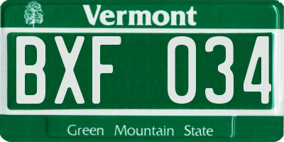 VT license plate BXF034