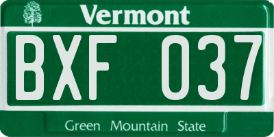 VT license plate BXF037