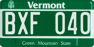VT license plate BXF040