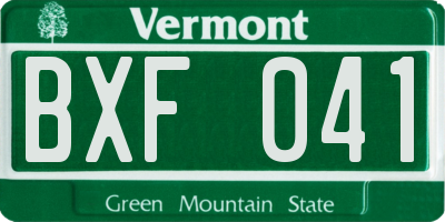 VT license plate BXF041