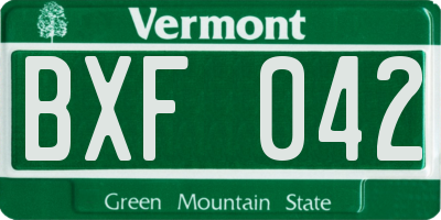 VT license plate BXF042