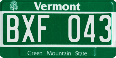 VT license plate BXF043