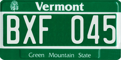 VT license plate BXF045