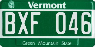 VT license plate BXF046