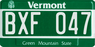 VT license plate BXF047