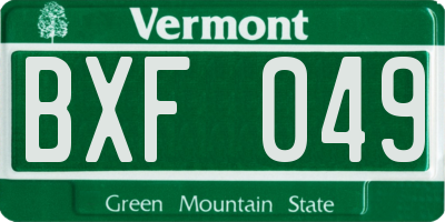 VT license plate BXF049
