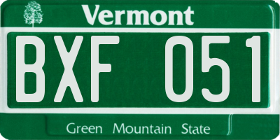 VT license plate BXF051