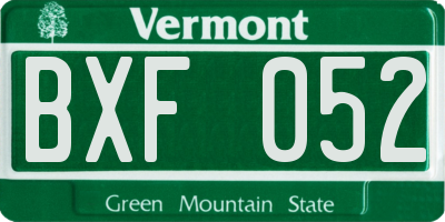VT license plate BXF052