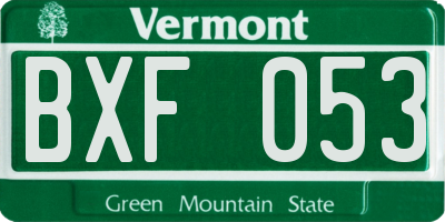 VT license plate BXF053