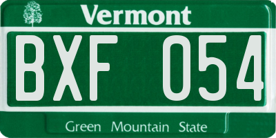 VT license plate BXF054