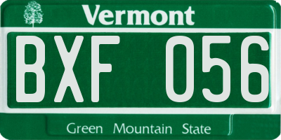 VT license plate BXF056