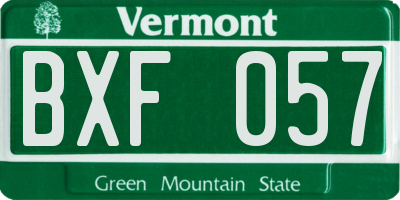 VT license plate BXF057