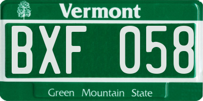 VT license plate BXF058