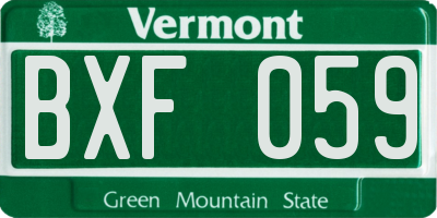 VT license plate BXF059