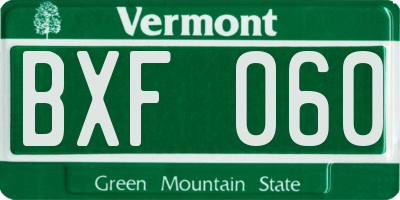 VT license plate BXF060