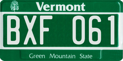 VT license plate BXF061