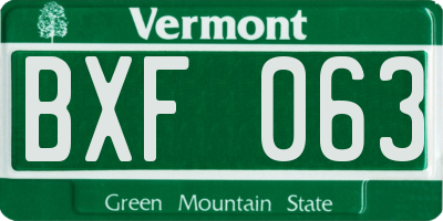 VT license plate BXF063