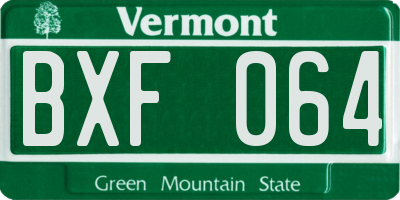 VT license plate BXF064