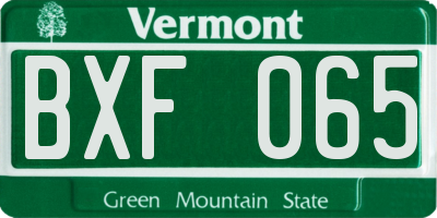 VT license plate BXF065