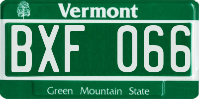 VT license plate BXF066
