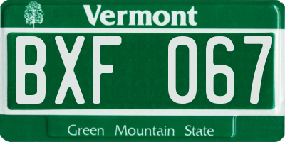 VT license plate BXF067