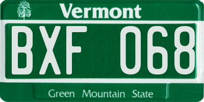 VT license plate BXF068