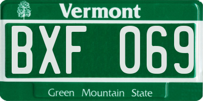 VT license plate BXF069