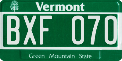 VT license plate BXF070