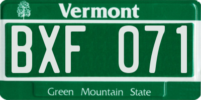 VT license plate BXF071