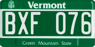 VT license plate BXF076