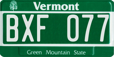 VT license plate BXF077
