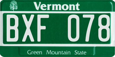 VT license plate BXF078