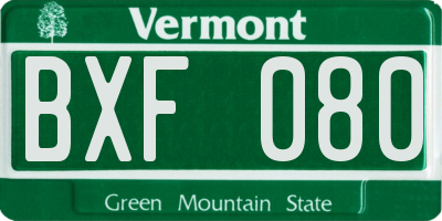 VT license plate BXF080