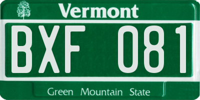 VT license plate BXF081
