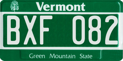 VT license plate BXF082