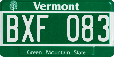 VT license plate BXF083