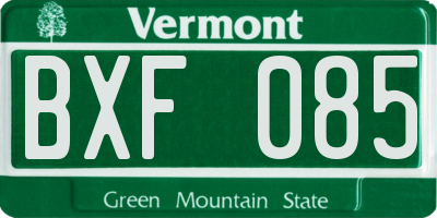 VT license plate BXF085
