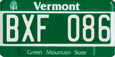 VT license plate BXF086