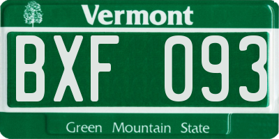 VT license plate BXF093
