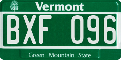 VT license plate BXF096