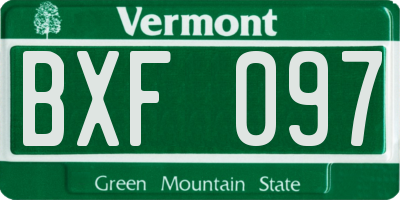 VT license plate BXF097