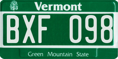 VT license plate BXF098