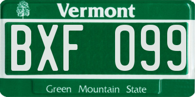 VT license plate BXF099