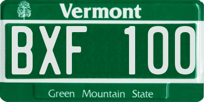 VT license plate BXF100