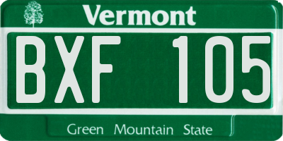 VT license plate BXF105